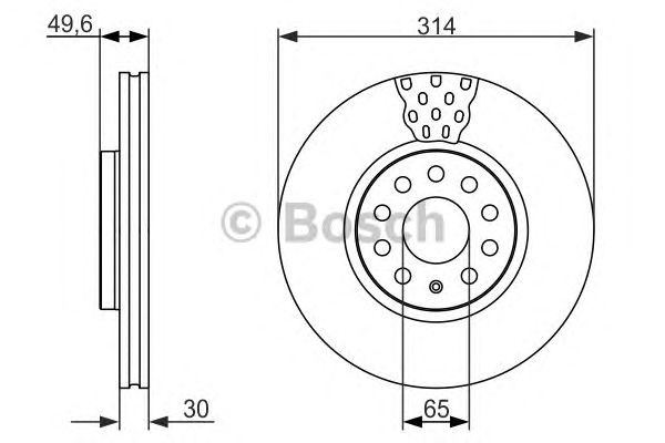 Bosch Brake Disc Single Front Diameter 314mm 65mm Vented 30mm With Screws 098647