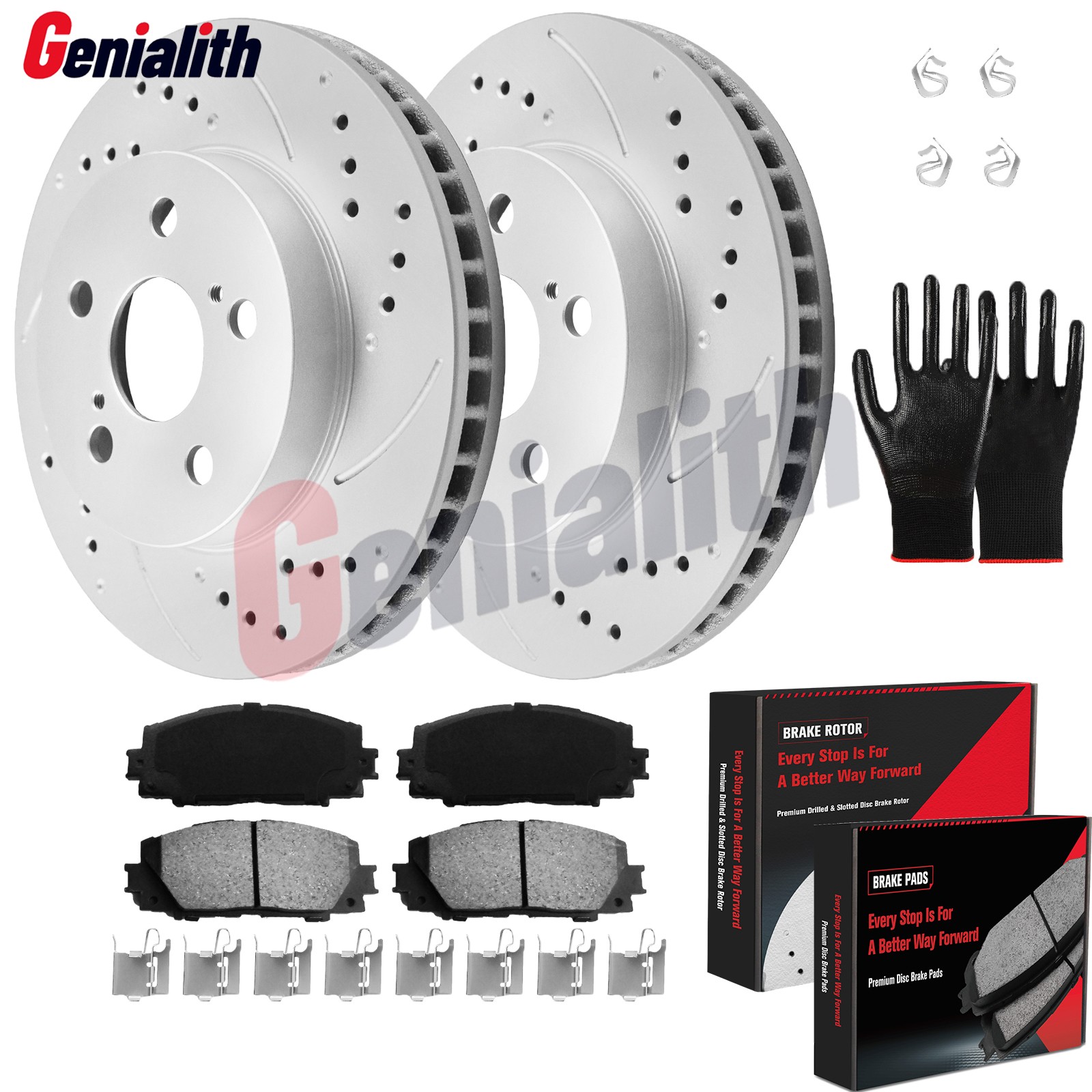 Front Slotted Rotors Ceramic Brake Pads Kit for 2016 2017 2018-2022 Toyota Prius