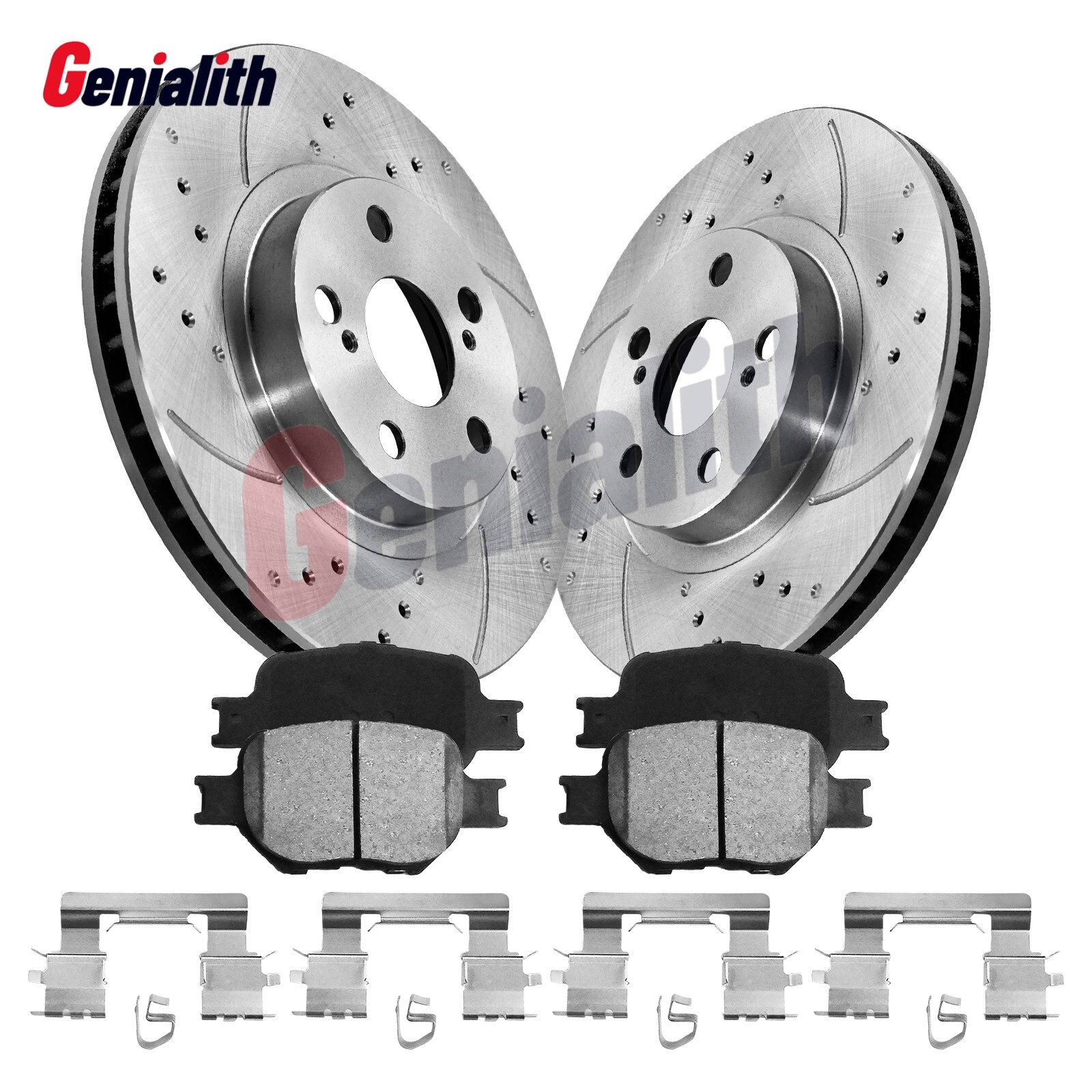 10.8 in Front Slotted Rotors Ceramic Brake Pads Kits for 2000-2005 Toyota Celica