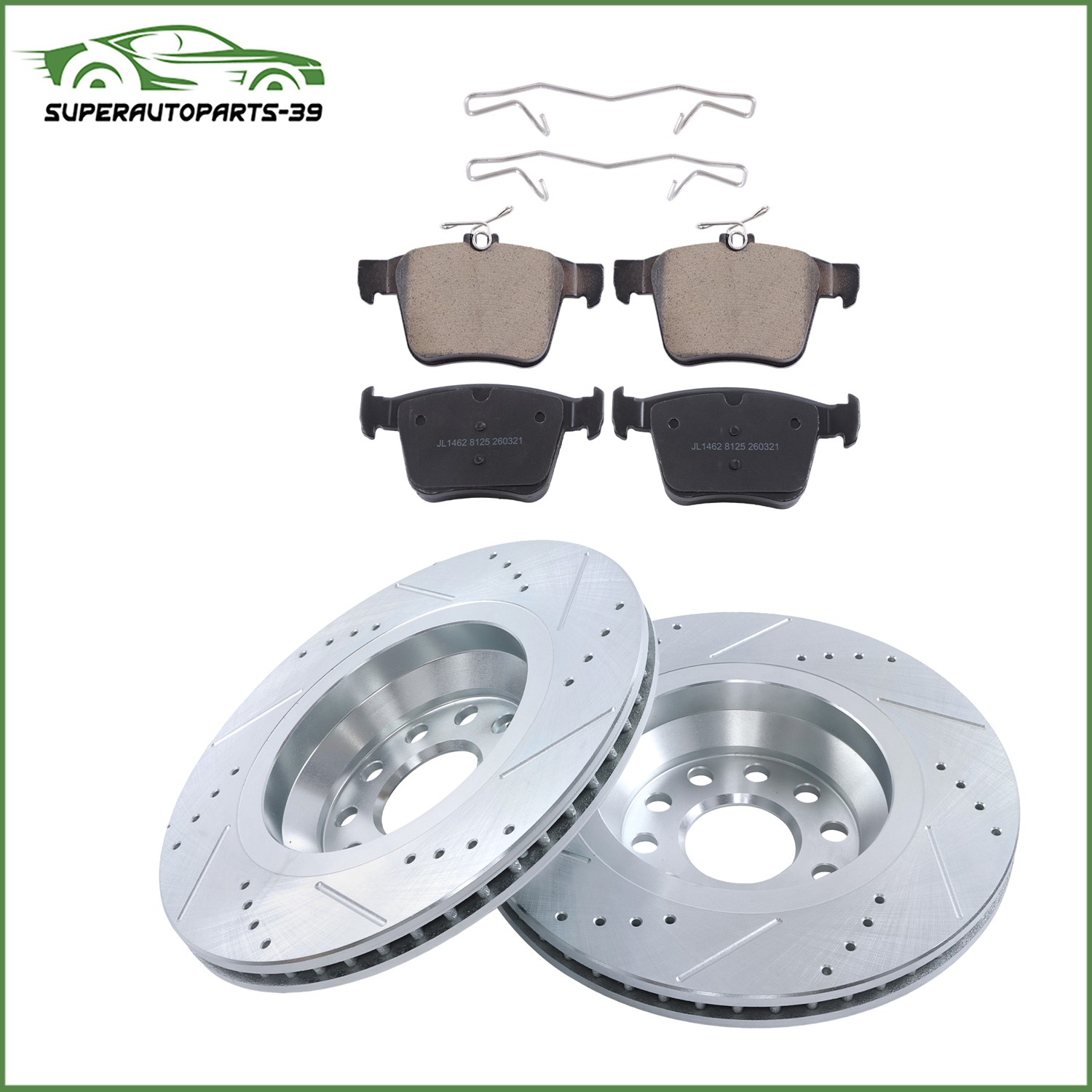 Rear Drilled Brake Rotor & Brake Pad For Volkswagen Arteon Atlas Tiguan 19-20