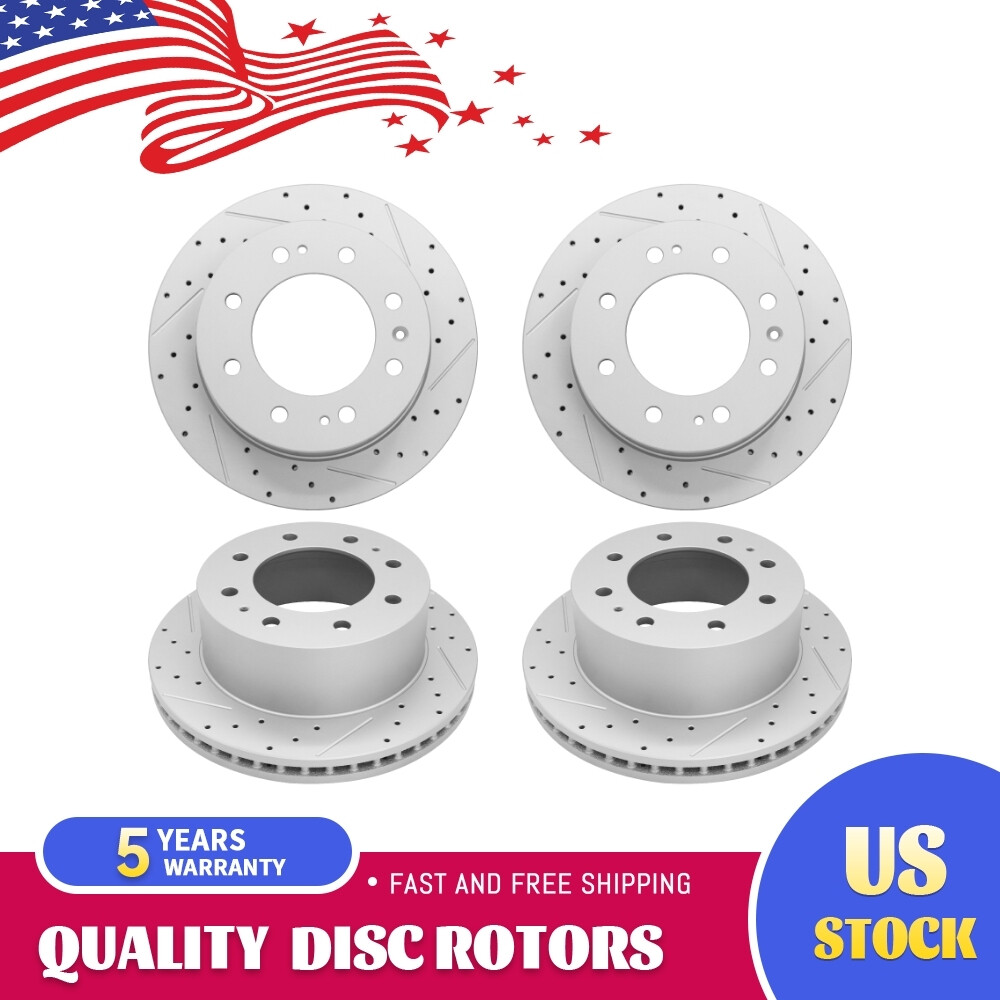 4PCS Front Rear Drilled Brake Rotors for Chevy Silverado 2500 3500 HD