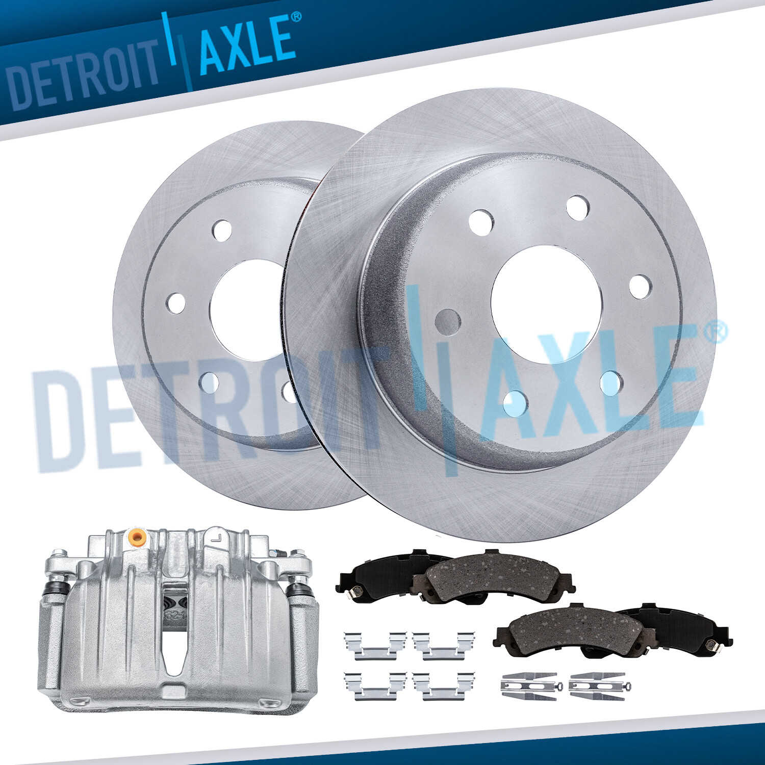 Rear Disc Rotors + Left Brake Caliper Brake Pads for Silverado Sierra 1500 Tahoe