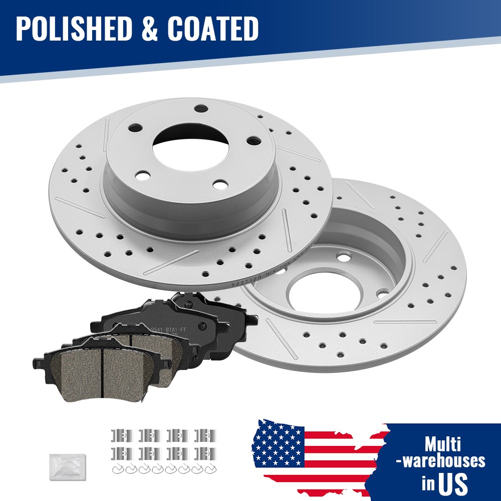 10.24″ Rear Brake Disc Rotors & Ceramic Brake Pads For Nissan Sentra 2020 – 2024