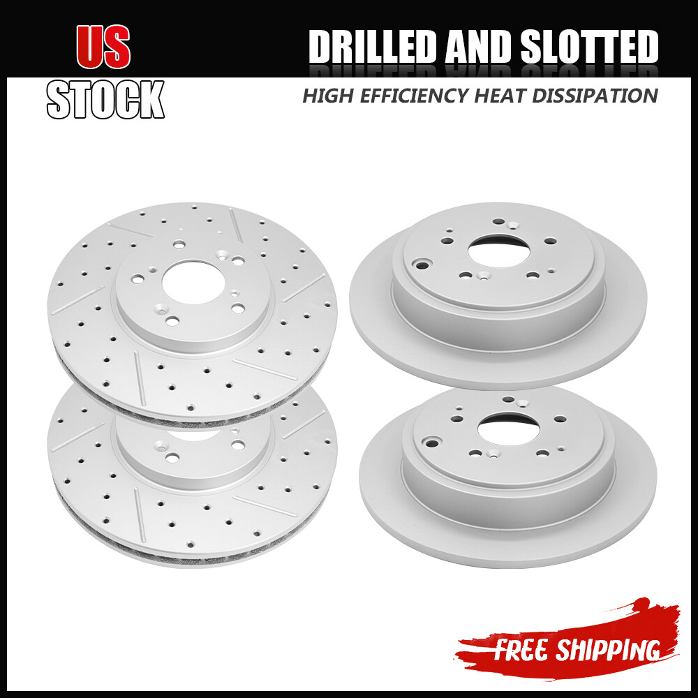 Front & Rear Drilled Slotted Brake Rotors for 2001-2006 Acura MDX Honda Pilot