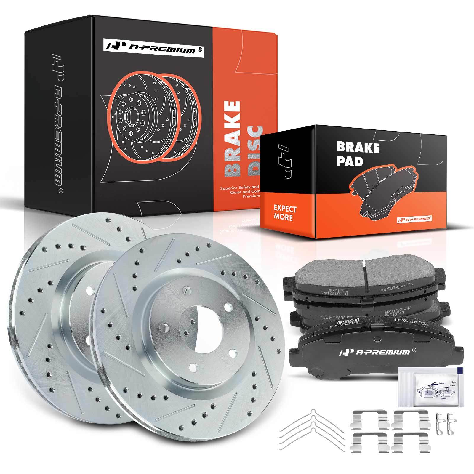 A-Premium Front Drilled Brake Rotors & Ceramic Pads for Nissan Rogue 2008-2013