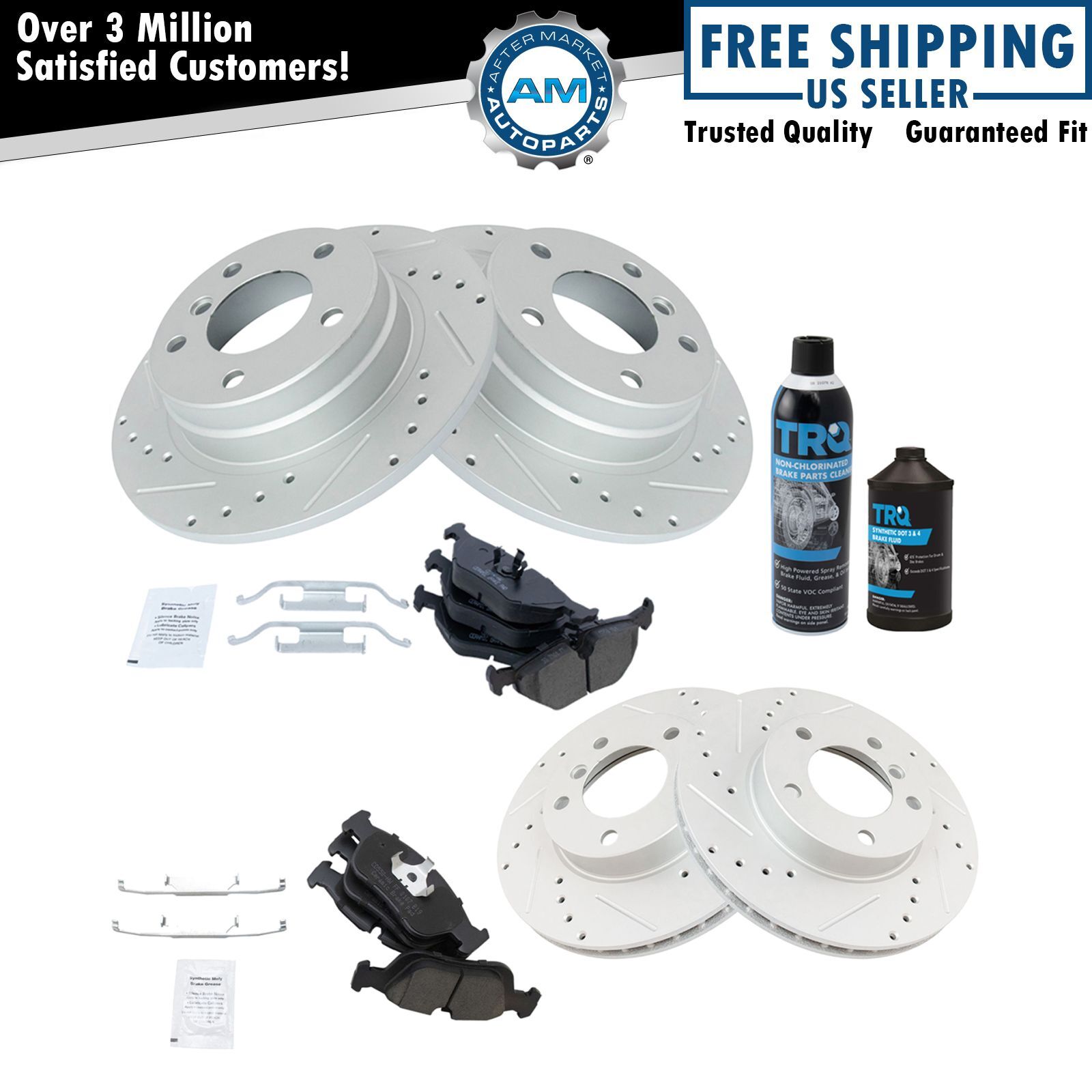 Performance Brake Rotor & Ceramic Pad Front & Rear Kit w/Chemicals