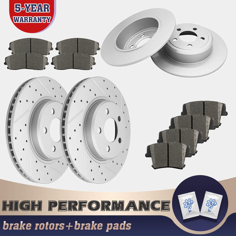 Front Rear Drilled Rotors+ Brake Pads for Challenger Charger Magnum Chrysler 300