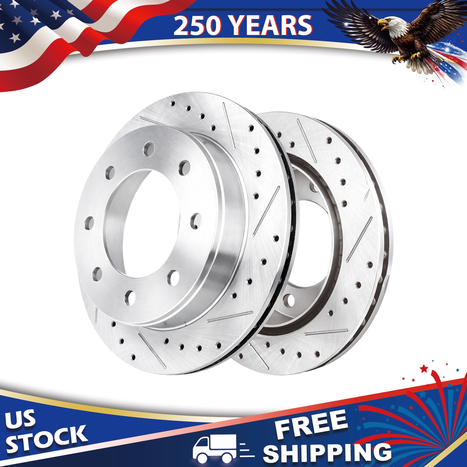 Rear Drilled Brake Rotors for HUMMER H2 2003-2009 & GMC YUKON XL 2500 2000-20007