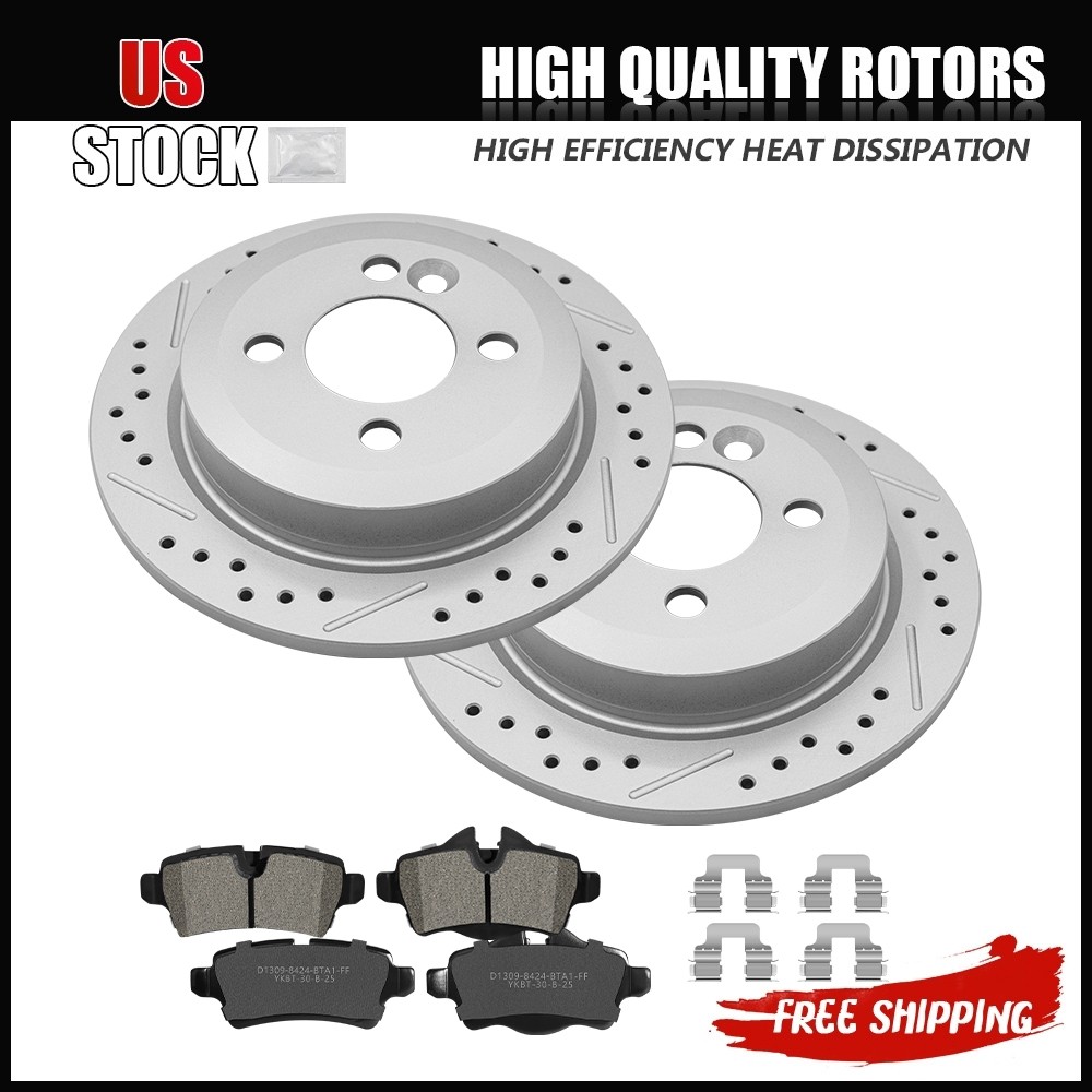 259mm Rear Drilled Disc Rotors & Ceramic Brake Pads for Mini Cooper 2007-2015