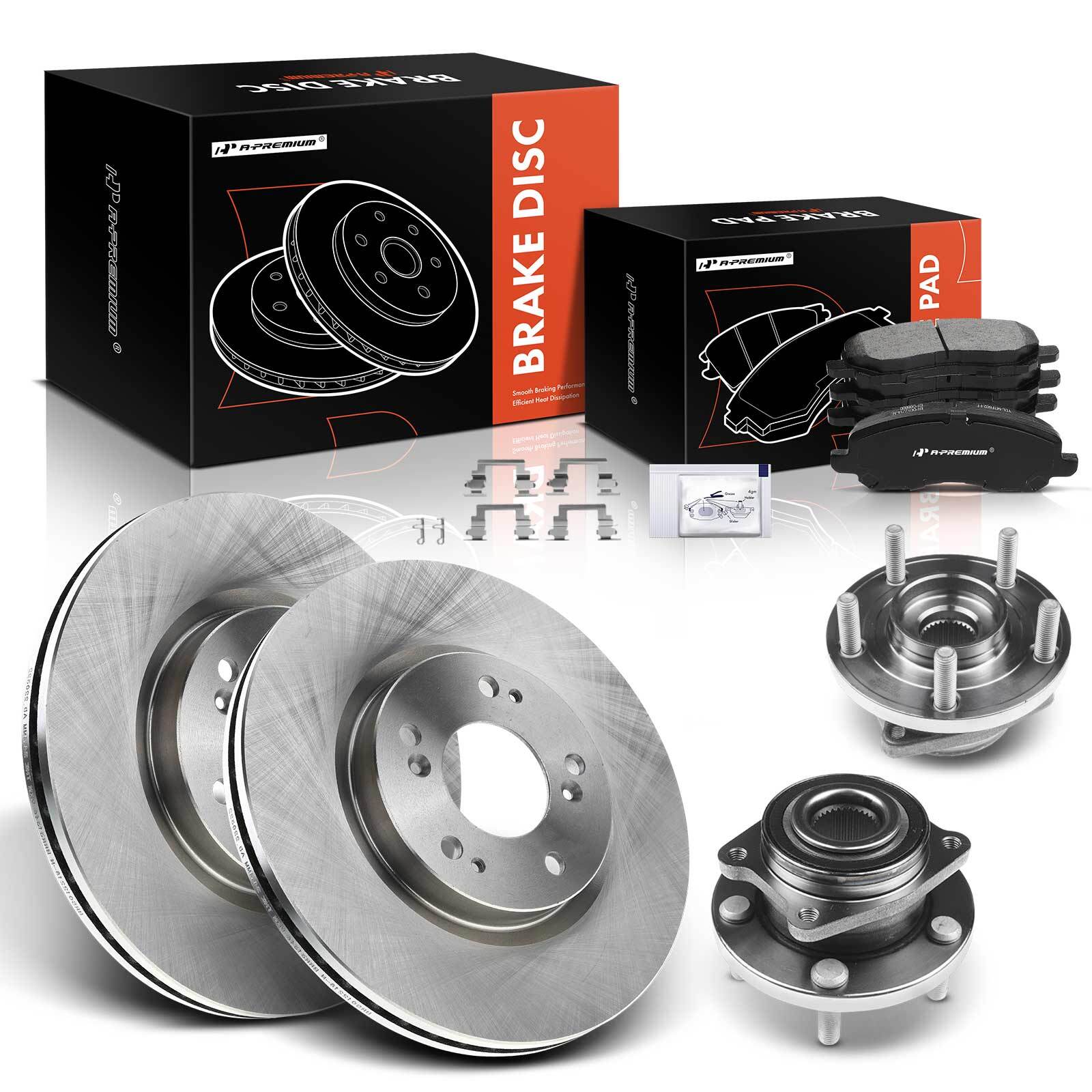 A-Premium Front Drilled Rotor & Pad+Wheel Hub Bearing for Dodge Avenger Chrysler