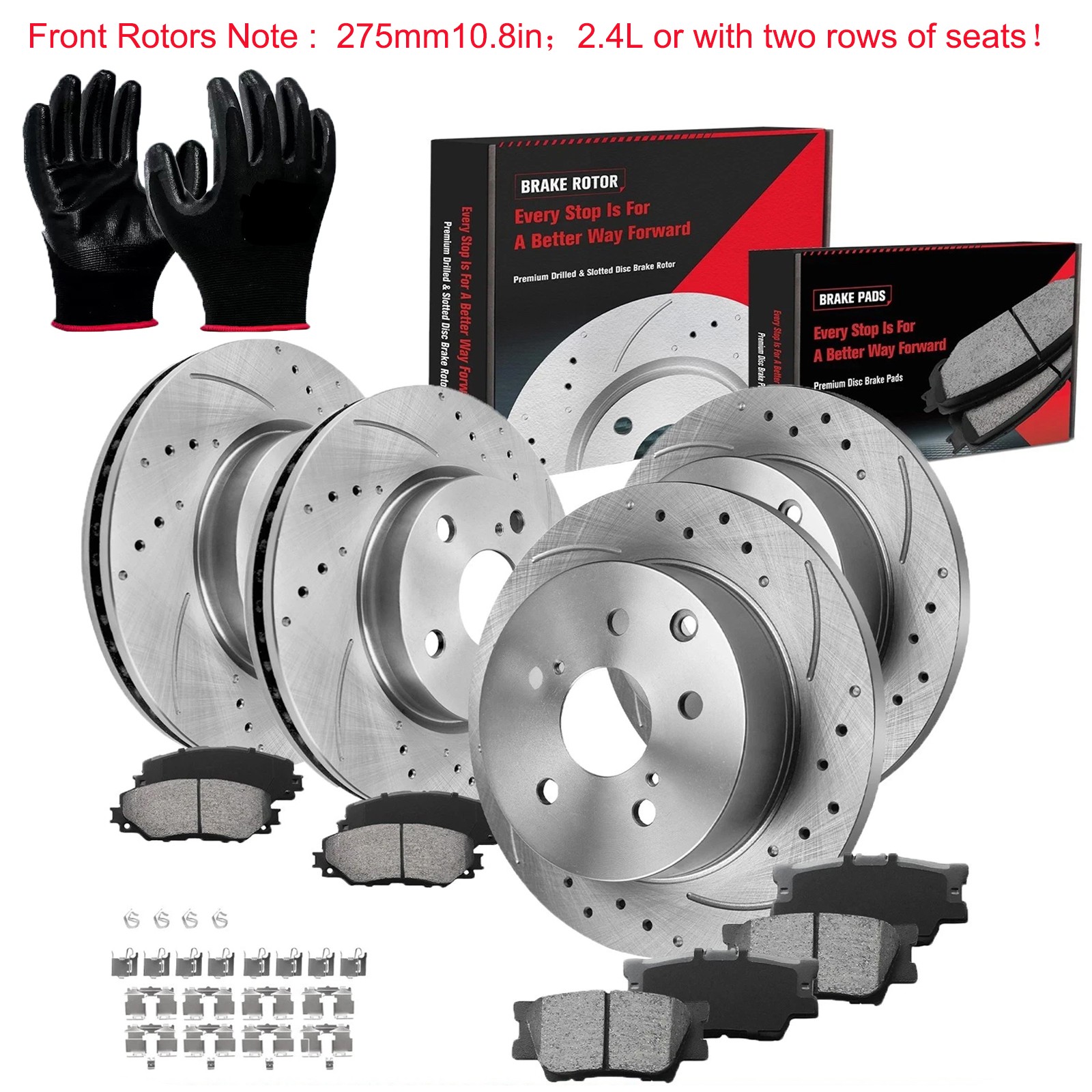 Front + Rear Disc Rotors Ceramic Pads For 2006 2007-2018 Toyota Rav4 Brake Kits
