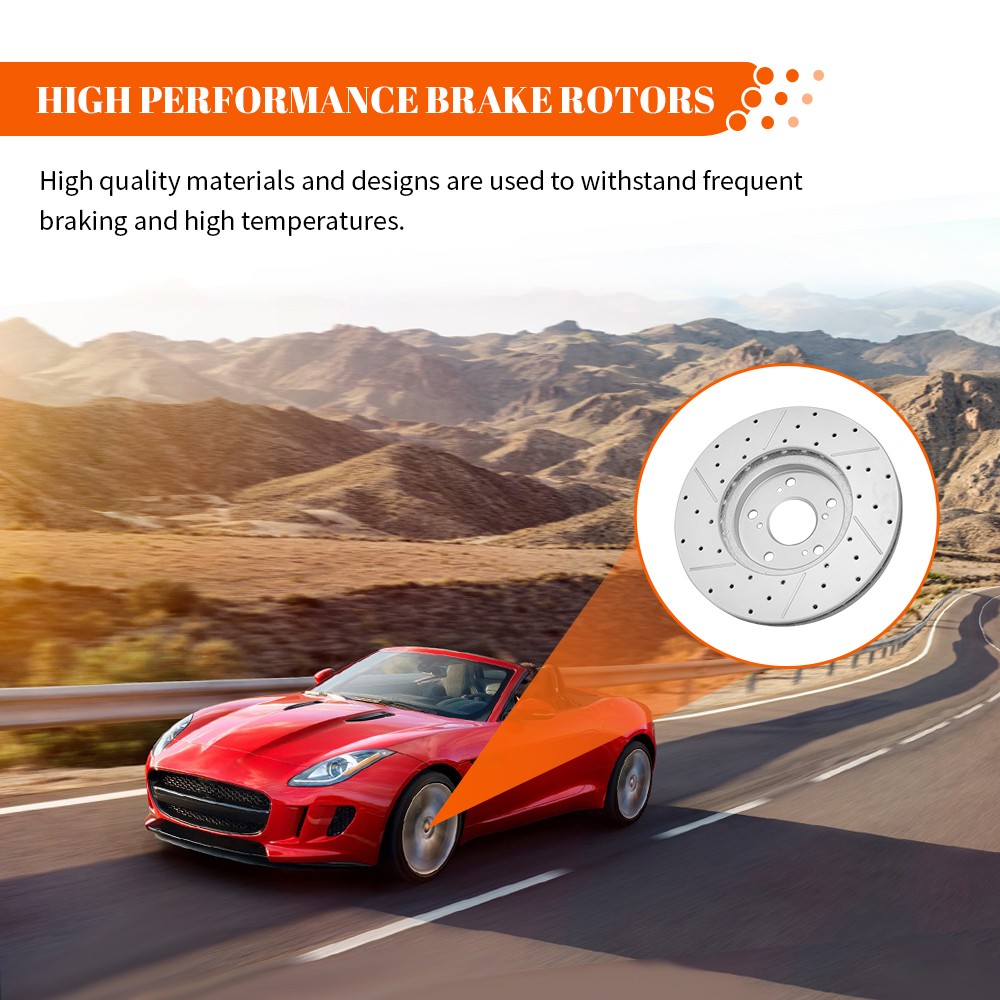 264mm Rear Drilled Disc Brake Rotors Kit for 2013 2014 2015 2016 Dodge Dart