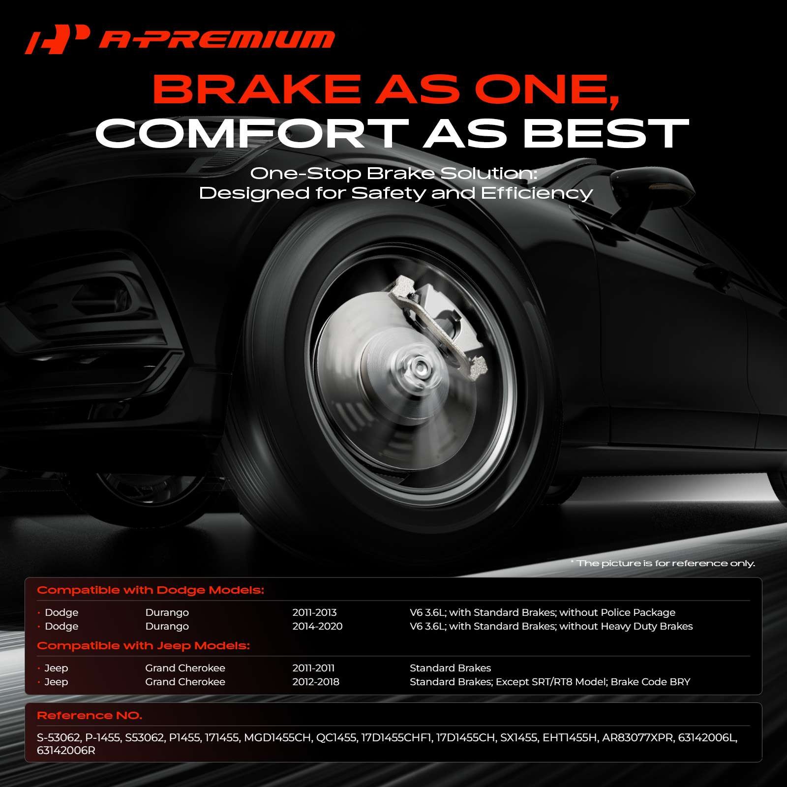 A-Premium Front Drilled Brake Rotor & Ceramic Pads for Jeep Grand Cherokee Dodge