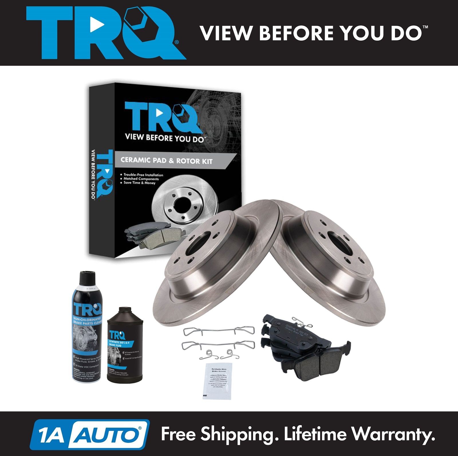 Rear Premium Ceramic Disc Brake Pad & Rotor Kit w/Chemicals for Ford Lincoln