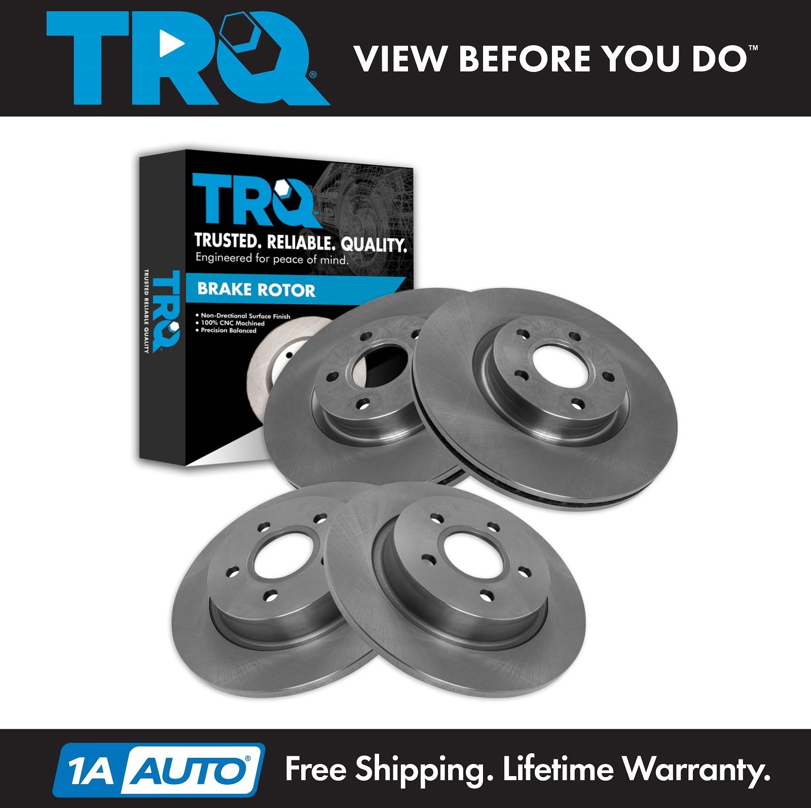TRQ Brake Rotors Fits 13-16 C-Max 08-13 C30 06-13 C70 13-19 Escape 05-11 S40 V50
