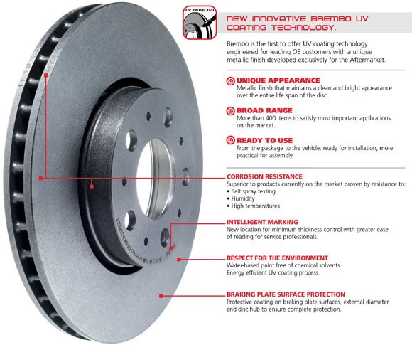 For Mercedes-Benz CLS400 15-17 Brembo UV Coated Plain Vented Rear Brake Rotor