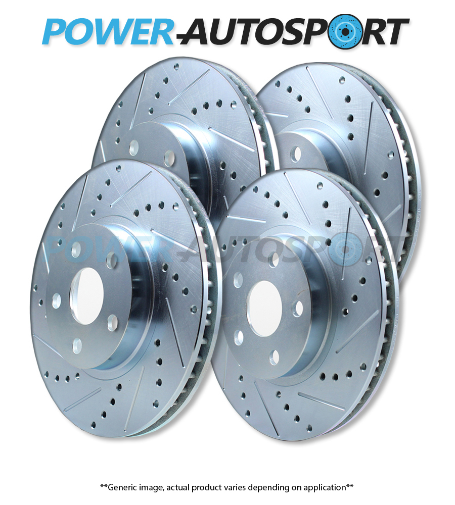 (FRONT+REAR) POWER PERFORMANCE DRILLED SLOTTED PLATED BRAKE DISC ROTORS 46145PS