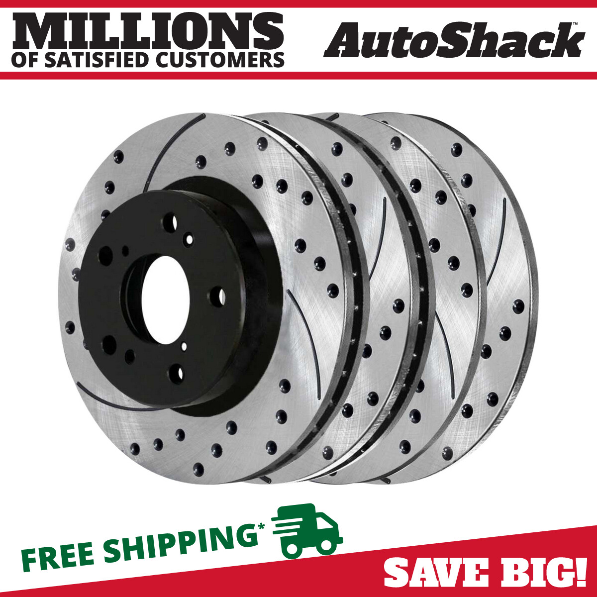 Front and Rear Drilled Brake Rotors Black Set of 4 for 2005-2012 Honda Accord V6