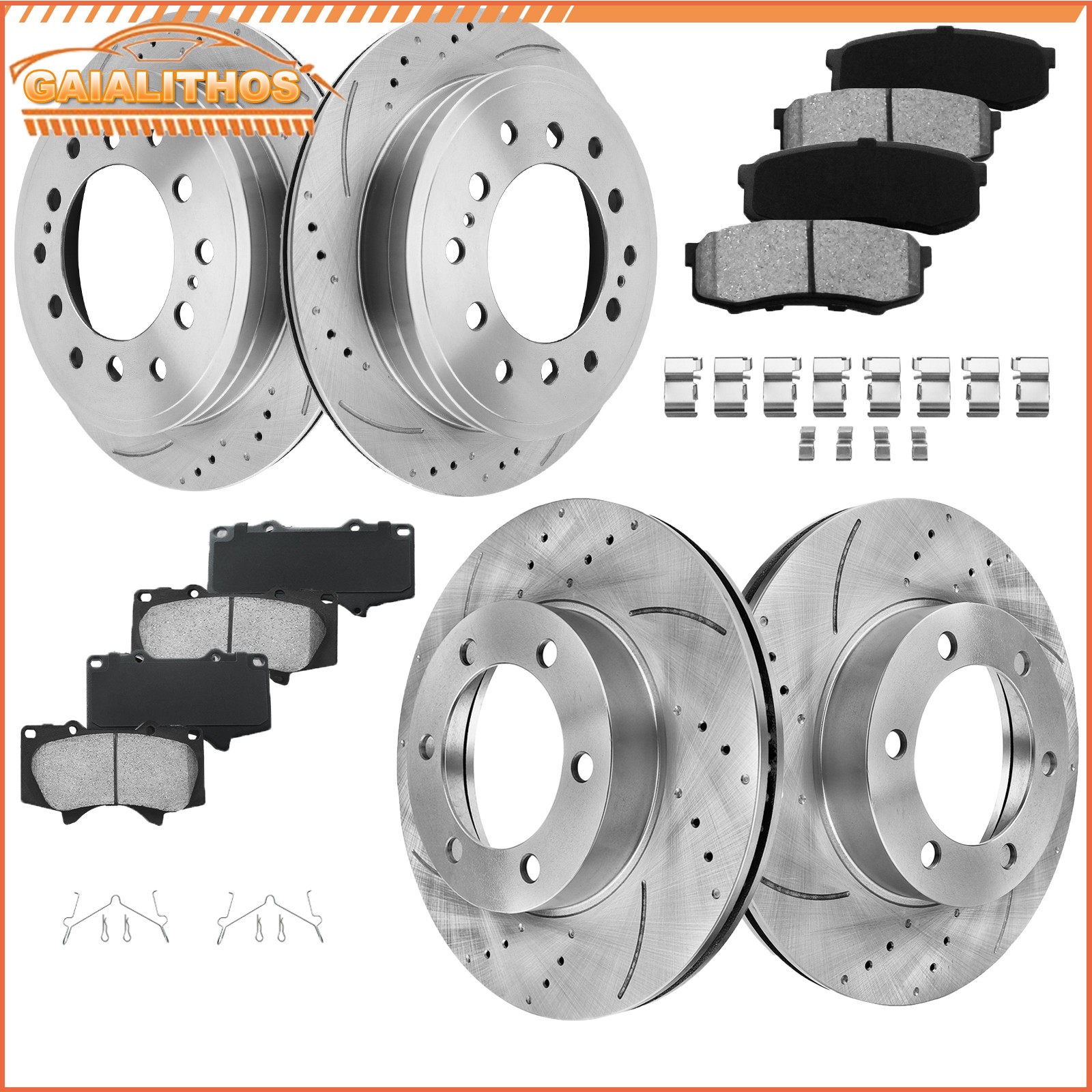 Front & Rear Disc Brake Rotors Ceramic Brake Pads Kits for 01-07 Toyota Sequoia
