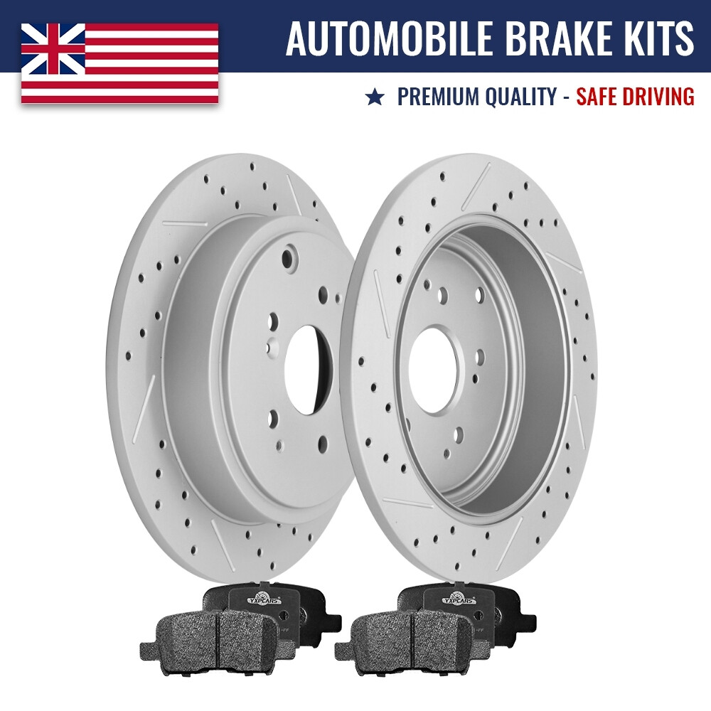 Rear Drilled Rotors and Ceramic Brake Pads for 2001 – 2006 Acura MDX Honda Pilot