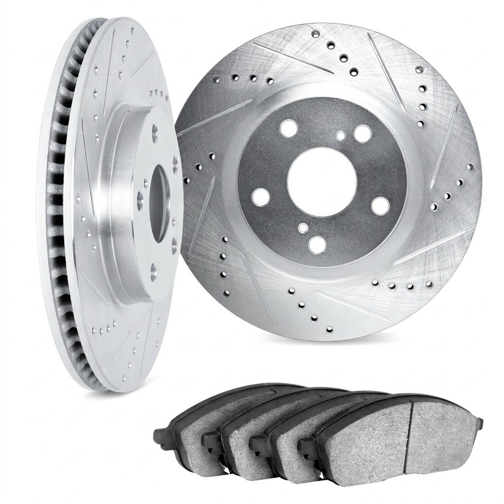 For BMW X5 2019-2023 Rotor Set Front | Cast Iron | Silver | Drilled and Slotted