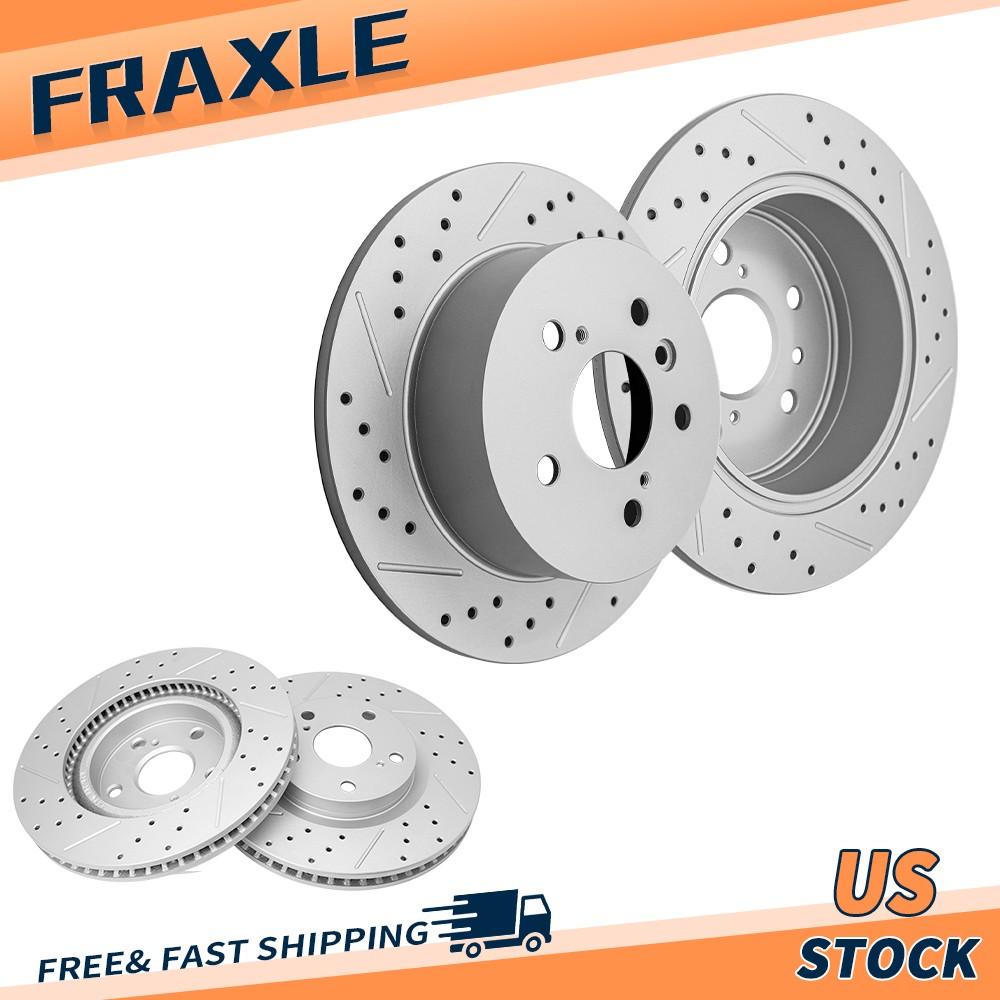 Front & Rear Drilled Brake Rotors For Toyota Camry Avalon 2007-2012 Lexus ES350