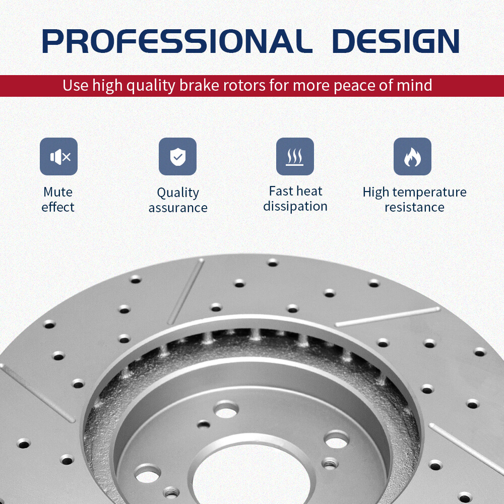 Front Rear Drilled Brake Rotors Set of 4 for Toyota Tundra Sequoia Land Cruiser