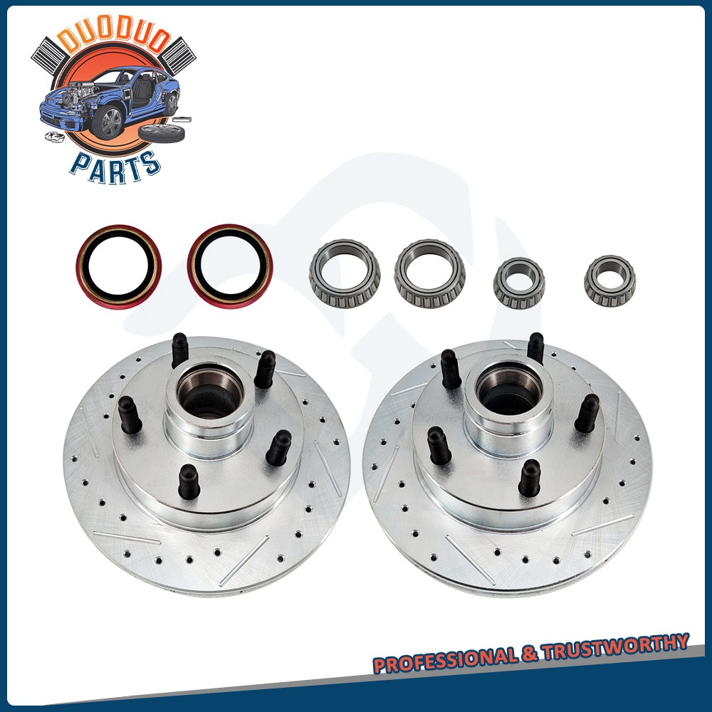Disc Drilled Slotted Brake Rotor&Bearing-Seal Kit 5 on 4-1/2 Inch For Mustang II