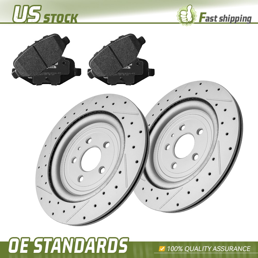 Rear Disc Rotors + Brake Pads for Ford Explorer Flex MKT w/ Heavy Duty Brakes
