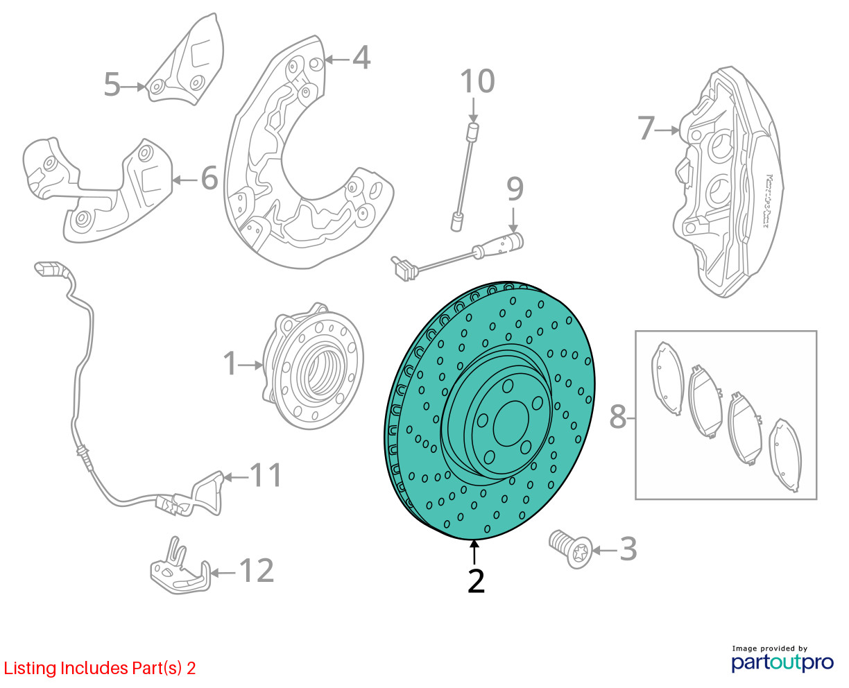 2005-2021 Mercedes AMG GT C190 Front Left & Right Brake Disc Rotor Set of 2 OEM