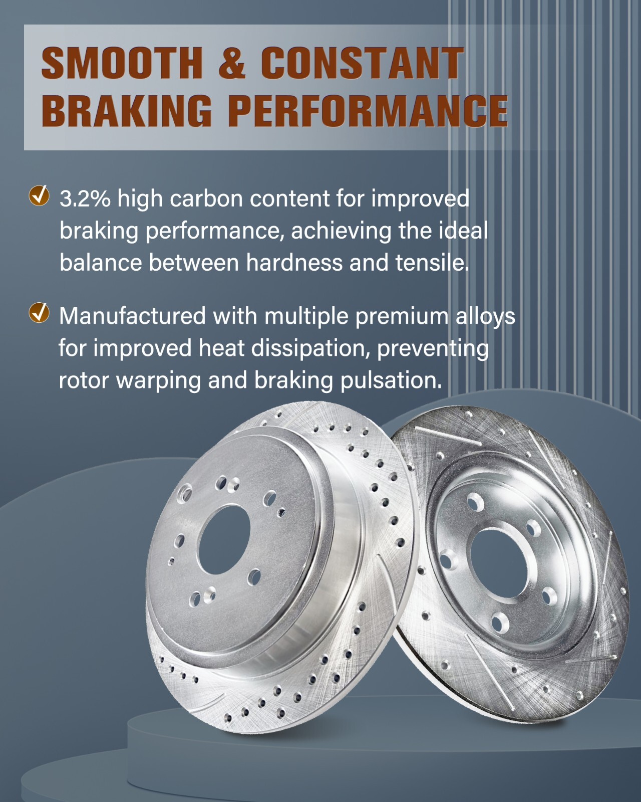 Solid Rear Brake Rotors for 2008 – 2017 Honda Accord 2009 – 2014 Acura TSX