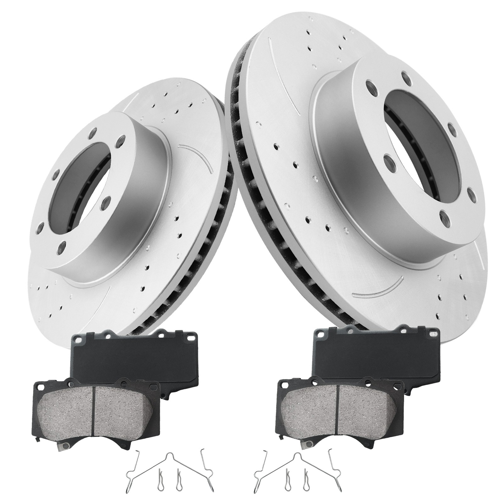 Front Drilled Disc Brake Rotors Ceramic Brake Pads for Toyota Sequoia Tundra