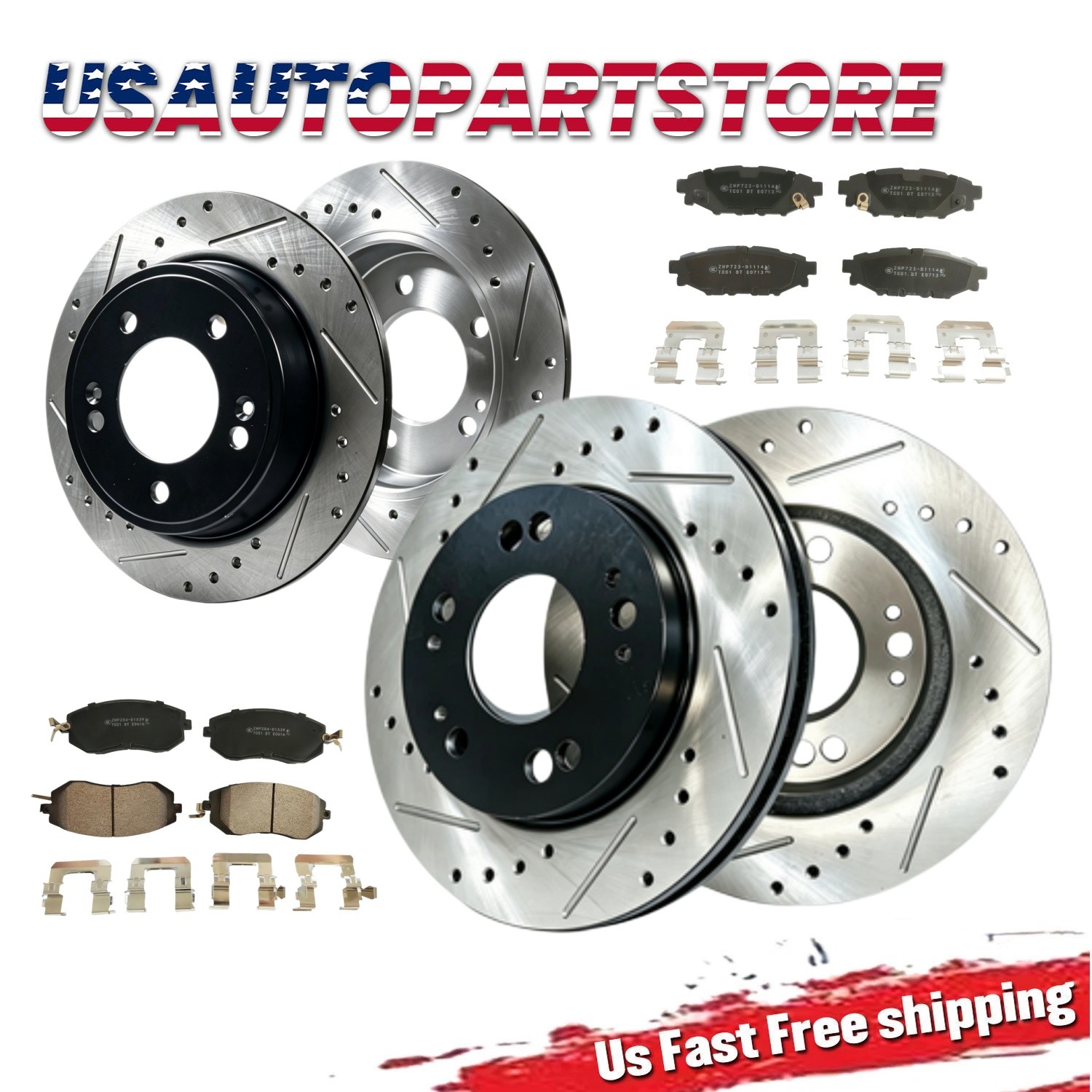 Front Rear Drilled Rotors Brake Ceramic Pads Fit 2014 2015 Subaru Xv Crosstrek