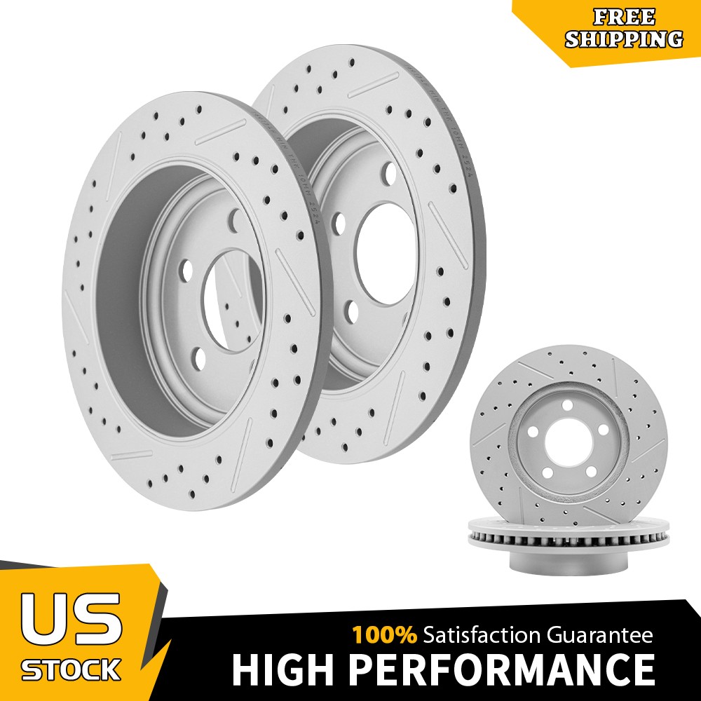 288mm Front & 285mm Rear Drilled Brake Rotors for 2003 – 2006 2007 Jeep Liberty