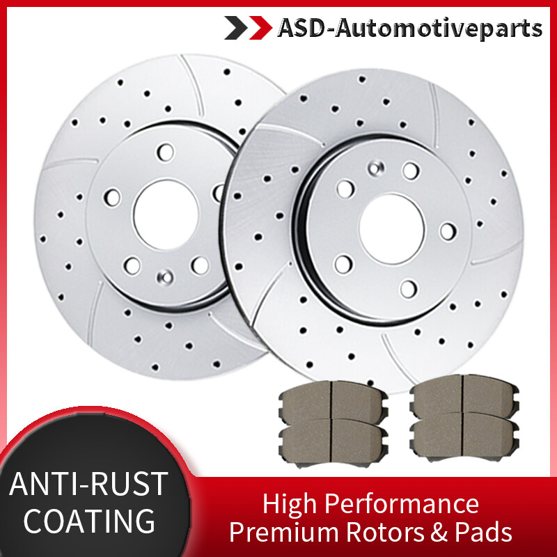 Fit Chevy Equinox GMC Terrain Rear Drilled Rotors Brake Ceramic Pads Brakes Kit