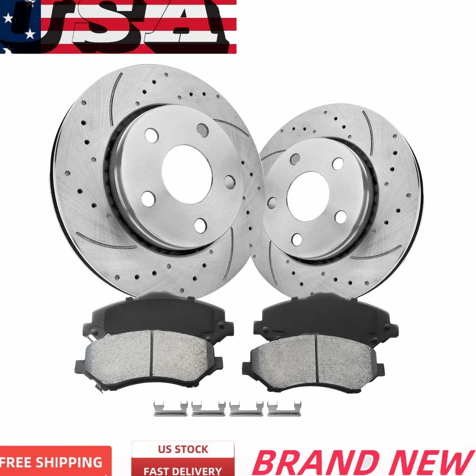 262mm Rear Drilled Rotors & Ceramic Brake Pads for Jeep Patriot Compass Sebring