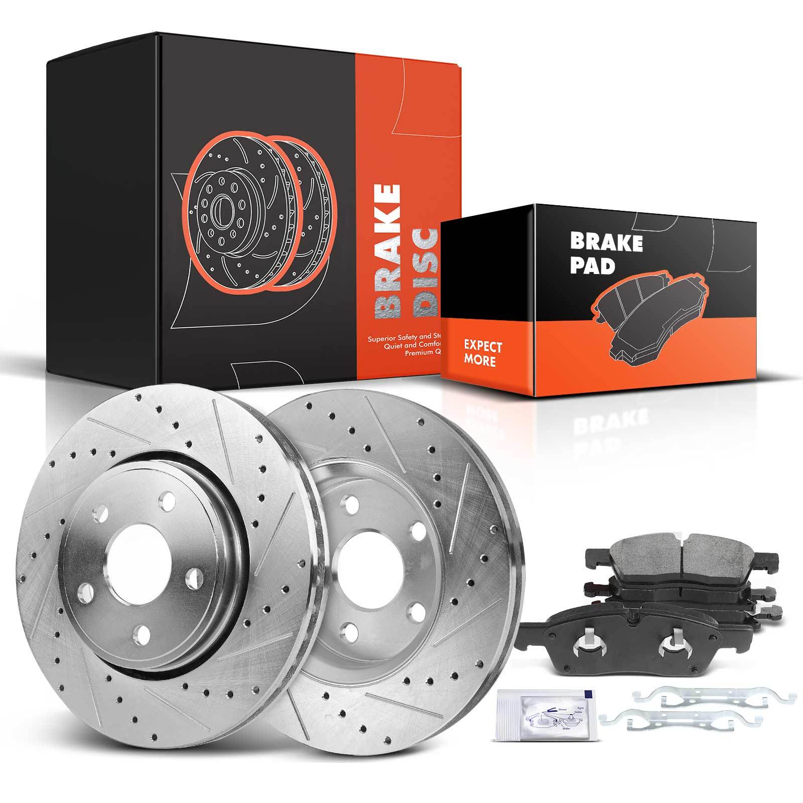 Drilled Rotors & Ceramic Brake Pads for Dodge Durango 2011-2020 Jeep 11-18 Front