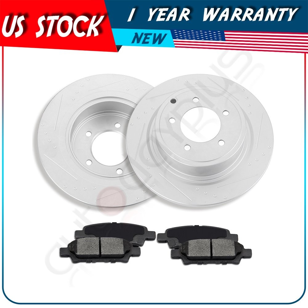 Rear Brake Discs Rotors Ceramic Pads Fits 2009-2017 Jeep Compass G3000 Casting