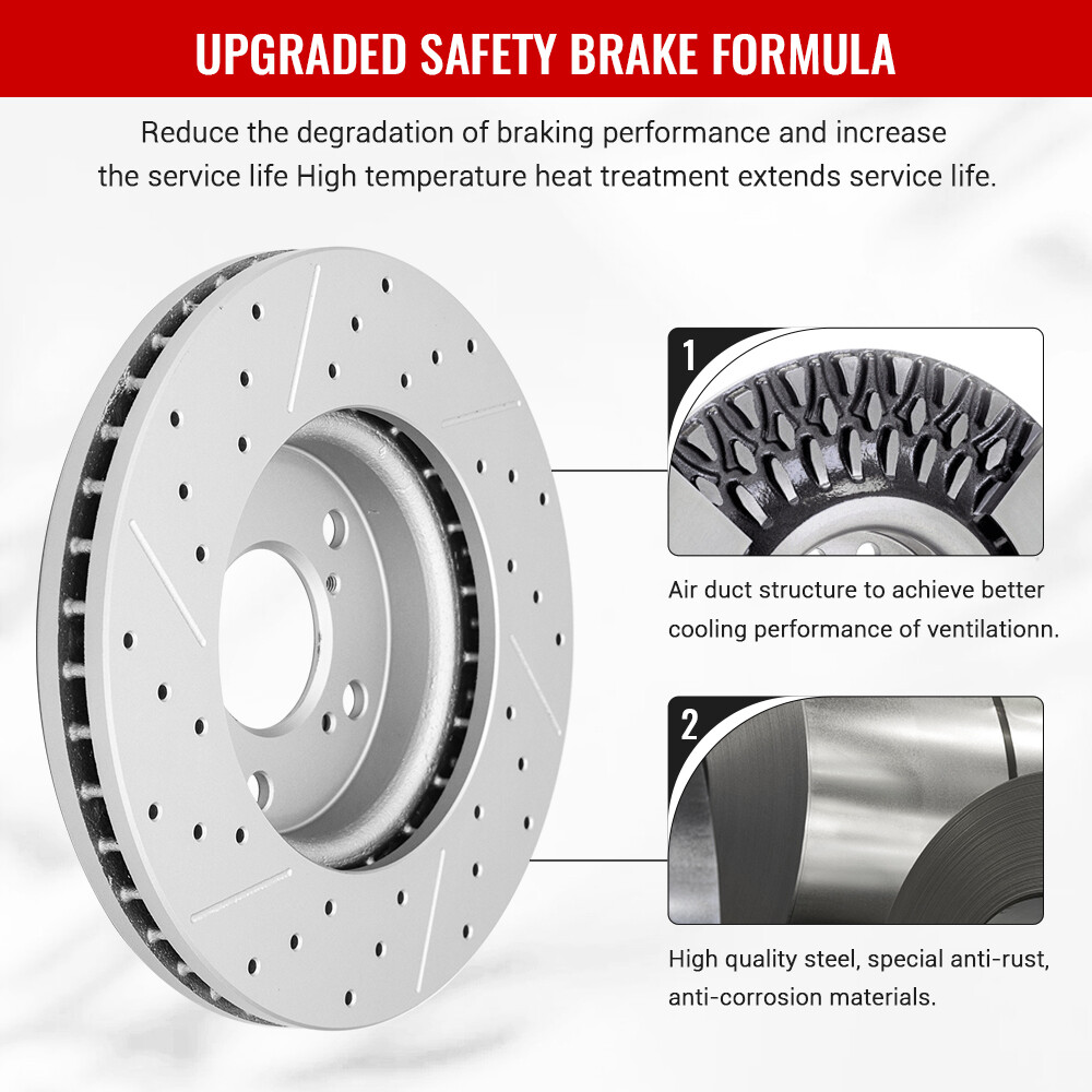 350mm Front & Vented Rear Drilled Rotor Brake Pad for 2013-2020 Grand Cherokee