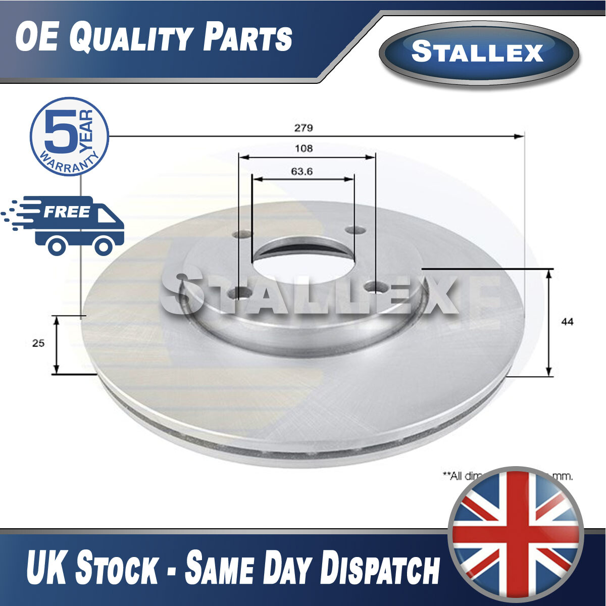 Fits Ford Fiesta 2005-2007 2.0 + Other Models Brake Disc Front Stallex #1