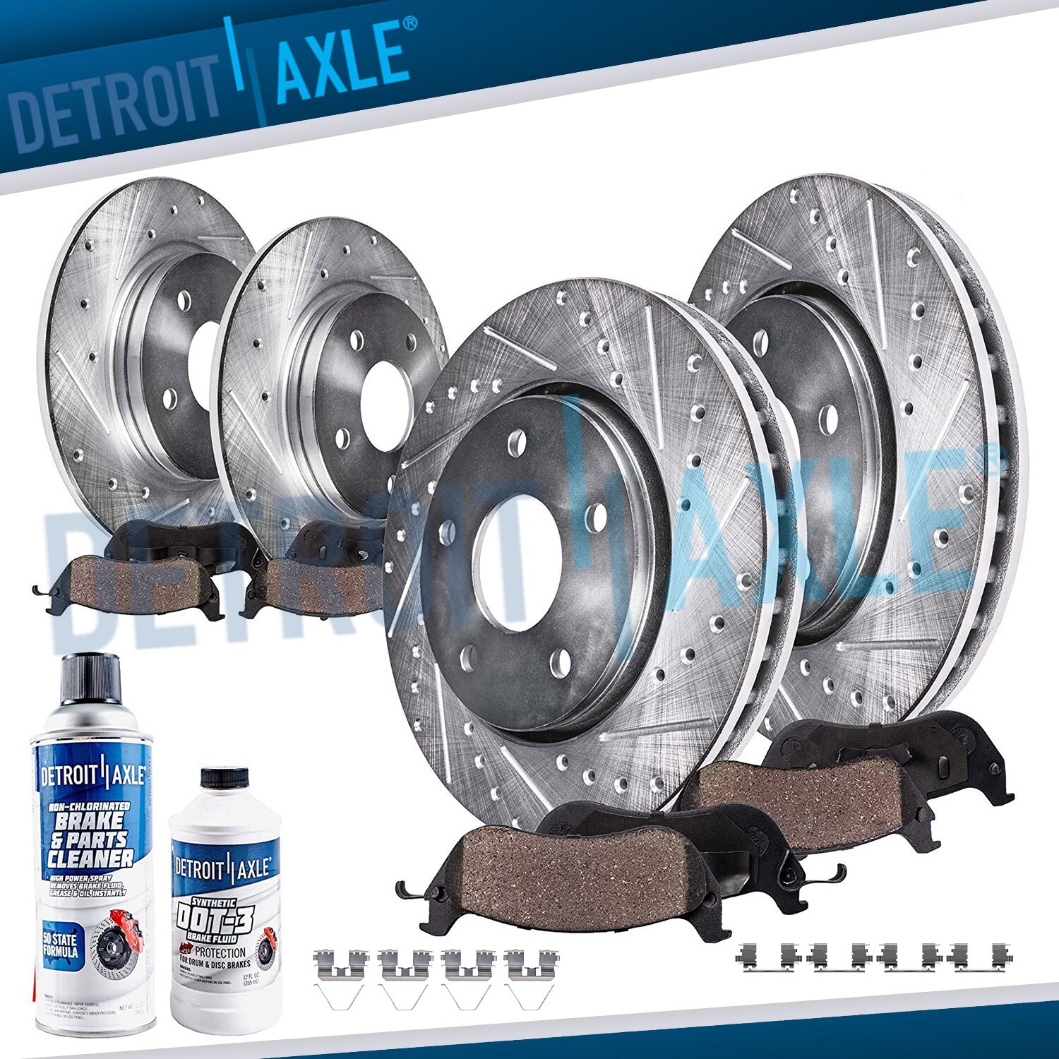 Front Rear Drilled Rotors Brake Pads for 2013 2014 2015 2016 2017 Honda Accord