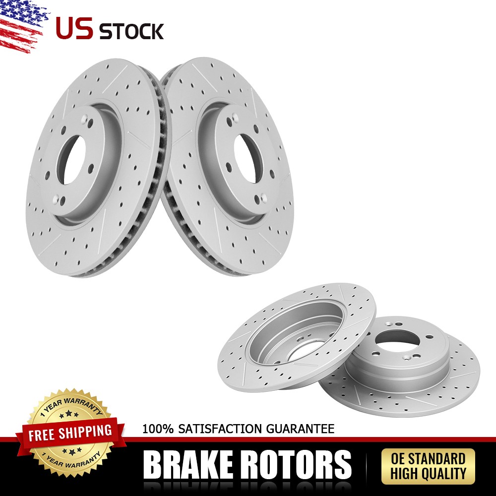 Front and Rear Disc Brake Rotors for 2006-2016 Hyundai Sonata 2011-15 Kia Optima