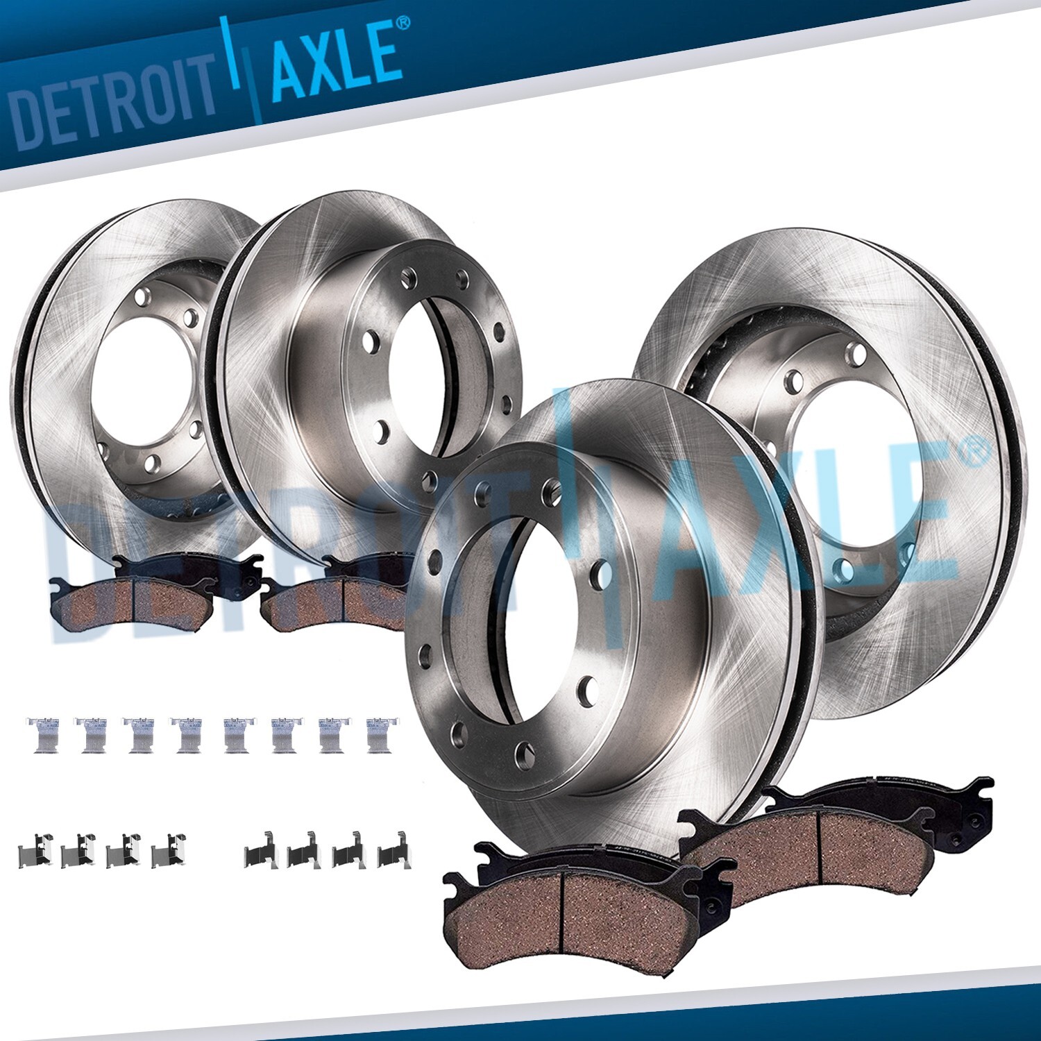 8pc Front Rear Disc Rotors Brake Pads for GMC Chevrolet Sierra Silverado 3500 HD