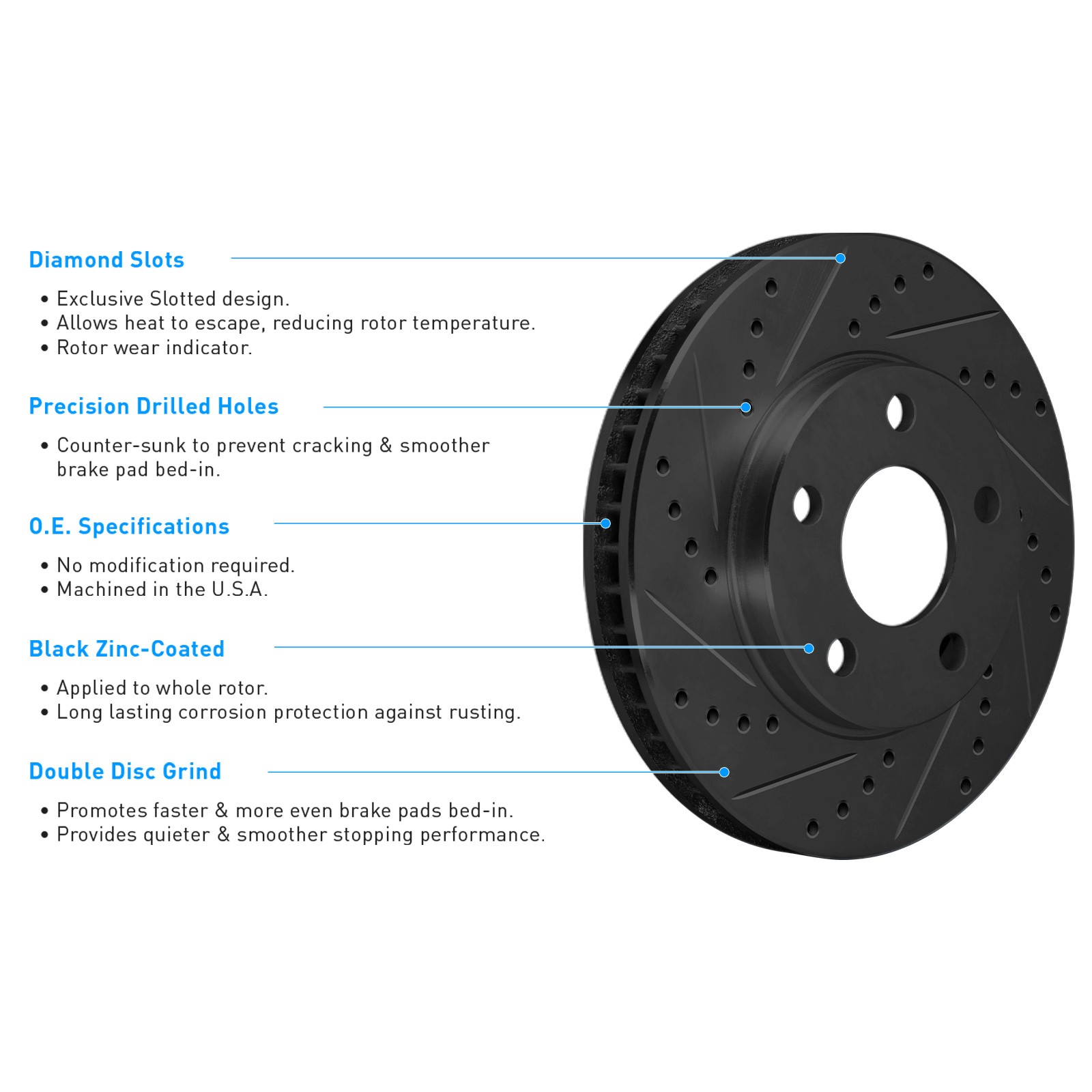 R1 Concepts Whuh1 73008 R1 Brake Rotors D S Black W Optimum Oe Pads Hdw