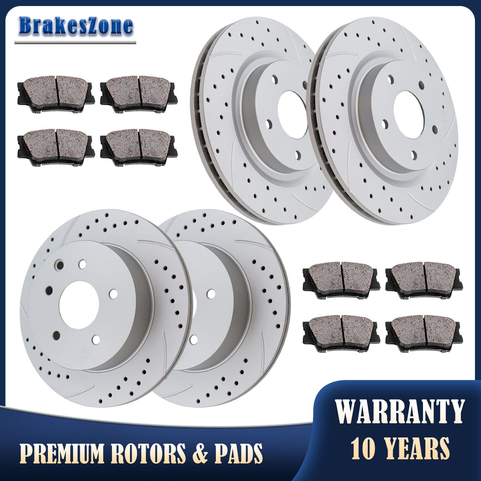 Front Rear Brake Rotors Pads for Nissan Maxima 2009-2019 Drilled Slotted Brakes
