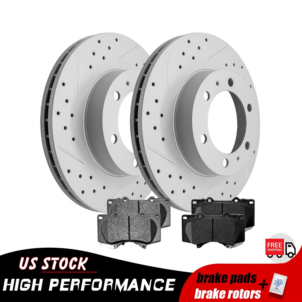 319mm Front Drilled Brake Rotors Pads for Toyota Tacoma 4Runner FJ Cruiser