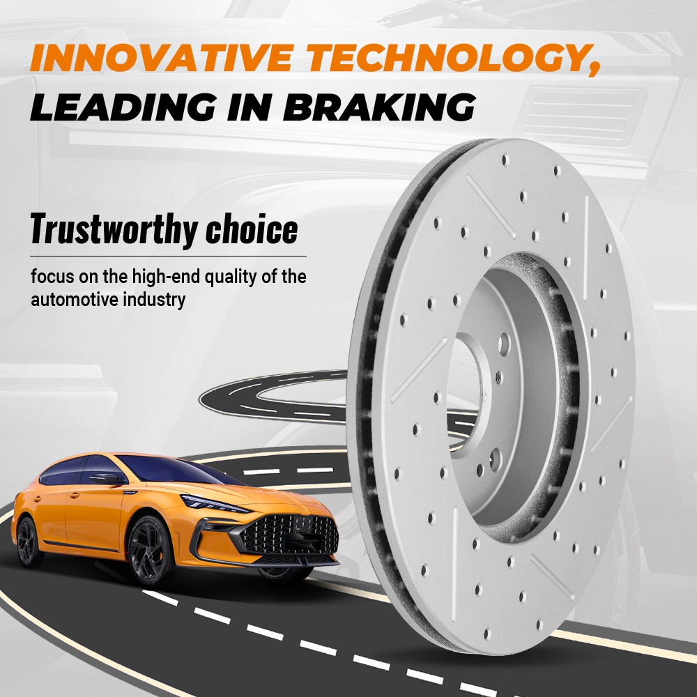 1 Pair 264mm Rear Drilled Disc Brake Rotors for 2013 – 2016 Dodge Dart