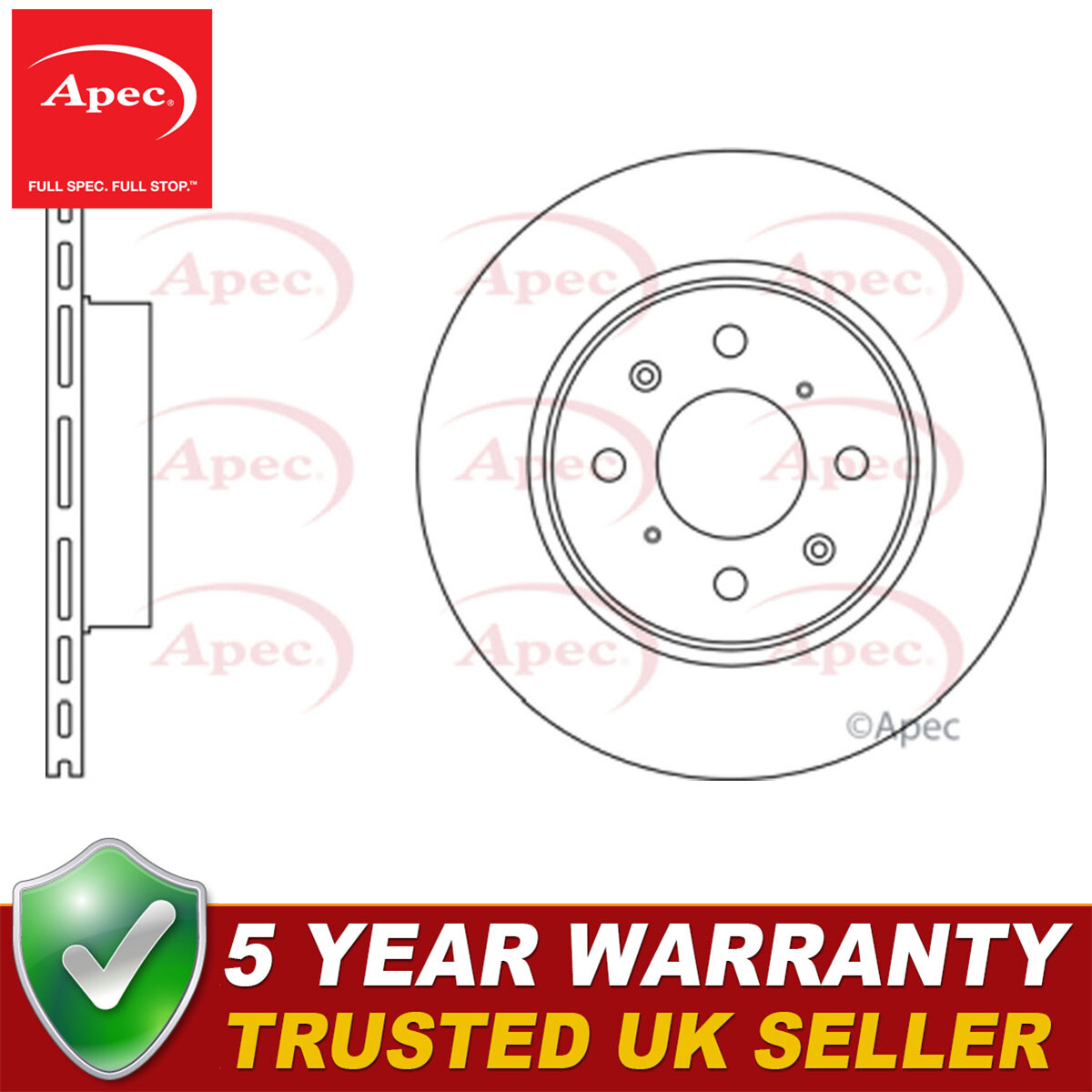Apec Front Brake Disc Fits Honda Jazz 2002-2008 1.3 45251SAA901