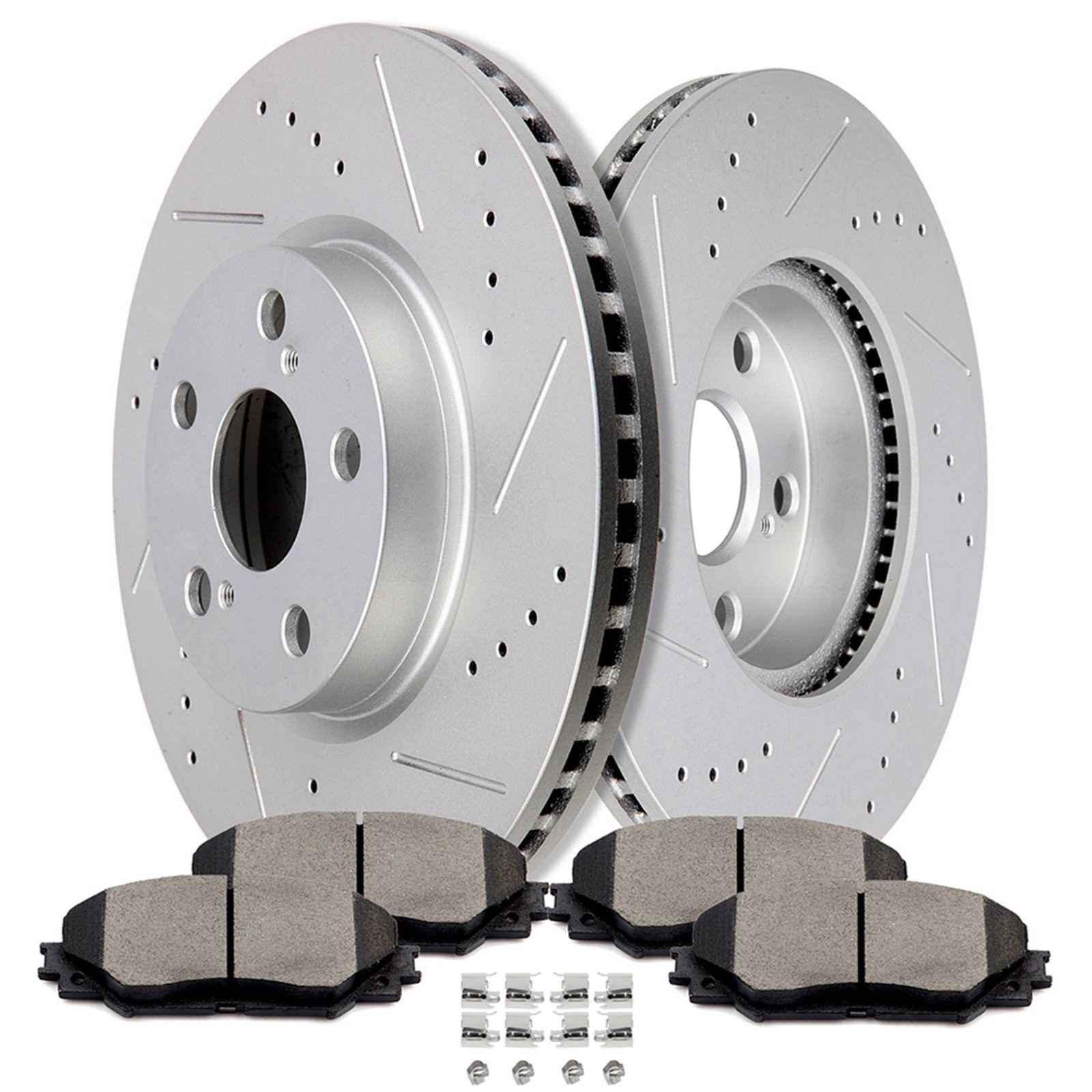 Front Drilled Rotors + Brake Pads for 09-19 Toyota for Corolla Matrix Vibe xD