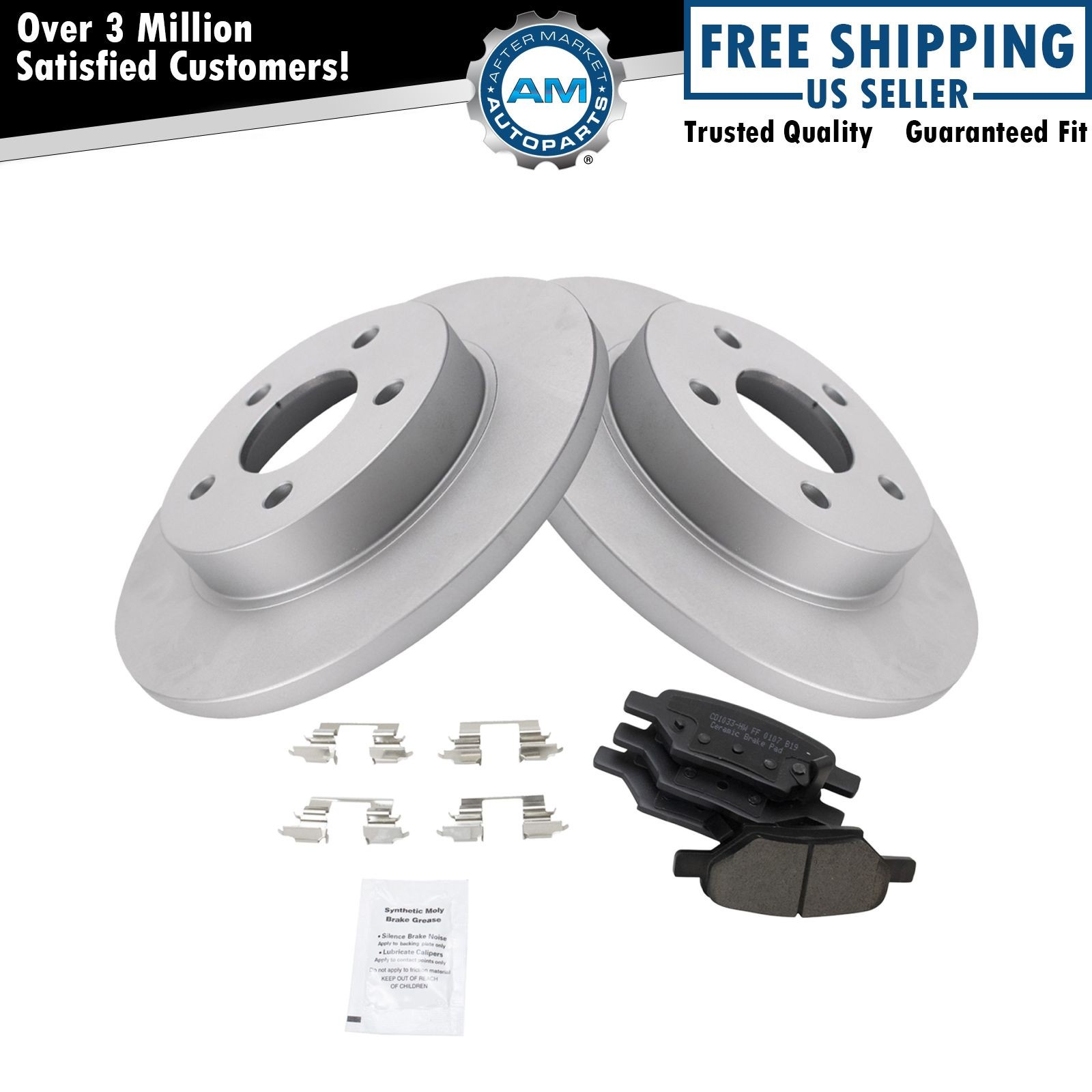 Rear Premium Ceramic Brake Pad & Coated Rotor Kit for Chevy Pontiac